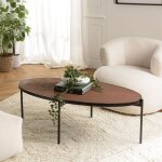 Macabane - basile - table basse ovale 131x65cm couleur rouille effet pierre