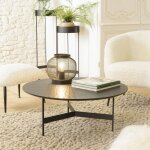 Macabane - daly - table basse ronde noire 78x78cm pi�tement m�tal