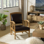 Macabane - dak - fauteuil teck et cuir marron