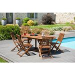 Macabane - maeva - table de jardin 4 / 6 personnes - ovale extensible 120 / 180 x 90 cm en bois teck ... Macabane - maeva - table de jardin 4 / 6 personnes - ovale extensible 120 / 180 x 90 cm en bois teck ...