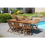 Macabane - maeva - table de jardin 8 / 10 personnes - rectangulaire extensible 180 / 240 x 100 cm en ...