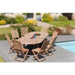 Macabane - fun - table de jardin 10 / 12 personnes - ovale double extension 200 / 300120 cm en bois teck ... Macabane - fun - table de jardin 10 / 12 personnes - ovale double extension 200 / 300120 cm en bois teck ...