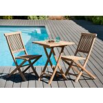 Macabane - fun - table de jardin 2 personnes, carr�e pliante 60x60cm en bois teck