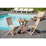 Fun - table de jardin 2 personnes, carre pliante 70x70cm en bois teck