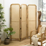 Macabane - isa - paravent marron bois de manguier et cannage couleur naturelle