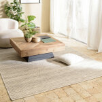 Macabane - quentin - tapis rect. 160x230cm en laine tissée couleur blanc et kaki Macabane - quentin - tapis rect. 160x230cm en laine tissée couleur blanc et kaki