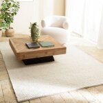 Macabane - quentin - tapis rectangulaire 160x230cm en laine tisse couleur cru
