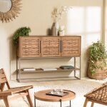 Macabane - sixtine - buffet en bois de teck recycl 3 portes