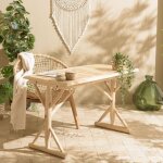 Macabane - will - bureau 120x60cm en branches de teck naturel