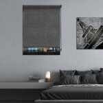 Madecostore - store enrouleur tamisant chevron noir - gamme must - gris fonc - l49 x h190cm