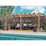 Maderland - pergola en bois adosse - modle palma - 400 x 400 cm