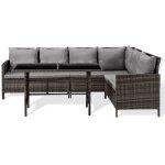 Svita - madison ensemble de meubles de jardin en poly rotin lounge canap� d'angle brun