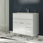 Madrid meuble salle de bain sur pieds simple vasque blanc l. 80 cm