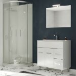 Madrid meuble salle de bain sur pieds simple vasque blanc l. 80 cm + miroir