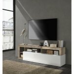 Les tendances - meuble tv sefro - 1 porte et 4 niches - blanc laqu et chne