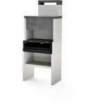 Maestro ferretero - tuozi - barbecue fixe pour bois et charbon modle venit flex plus hotte (gris / blanc ...