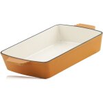 Plat � four en fonte rectangulaire 3, 8 litres sunny orange conformit� � l'induction, 2 poign�es inclues ...