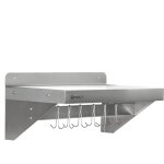 Mahlzeit - tag�re murale en acier inoxydable, 60 x 30 cm, �tag�re flottante pliable avec barre � crochets ...