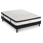 Maison aubertin - ensemble matelas emeraude mousse accueil mmoire moelleux 24 cm et sommier bois noir ...