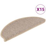 Maison chic - lot de 15 tapis d'escalier autocollants tapis de marche marchette escalier 65x25 cm beige ...
