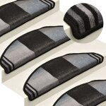 Lot de 15 tapis d'escalier autocollants tapis de marche marchette escalier noir et gris 65x21x4 cm 66951 ...