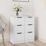 Maison chic - lot de 2 buffets bahut meubles de rangement commode blanc 30x30x70 cm bois d'ing�nierie ...