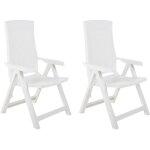 Maison chic - lot de 2 chaises de jardin inclinables fauteuils de jardin plastique blanc 71825