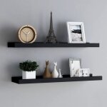 Maison chic - lot de 2 tagres  rebord pour cadre photo tagre murale meuble de rangement noir 80x9x3 ...