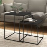 Maison chic - lot de 2 table basse table de salon bout de canapé bois d'ingénierie et métal 70528 Maison chic - lot de 2 table basse table de salon bout de canapé bois d'ingénierie et métal 70528