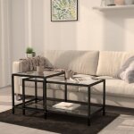 Maison chic - lot de 2 tables basses tables de salon bouts de canapé verre trempé noir 39697 Maison chic - lot de 2 tables basses tables de salon bouts de canapé verre trempé noir 39697