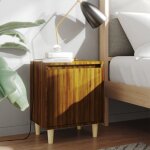 Maison chic - lot de 2 tables de chevet tables d'appoint tables de nuit pieds en bois ch�ne marron 40x30x50 ...