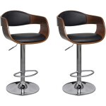 Maison chic - lot de 2 tabourets de bar style contemporain chaises de bar noir bois courb� et similicuir ...