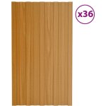 Maison chic - lot de 36 panneaux de toiture plaque panneau et lame de bardage acier galvanis bois clair ...