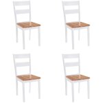 Maison chic - lot de 4 chaises chaises de salle  manger chaise de cuisine blanc bois d'hva massif ...