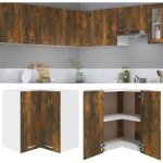 Armoire d'angle suspendue armoire de cuisine meuble haut cuisine chêne fumé 57x57x60 cm 61777 Armoire d'angle suspendue armoire de cuisine meuble haut cuisine chêne fumé 57x57x60 cm 61777