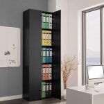 Maison chic - armoire de bureau armoire de rangement caisson de rangement noir 60 x 32 x 190 cm agglomr ...