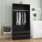 Maison chic - armoire de rangement garde - robe armoire de chambre noir 100x50x200 cm agglom�r� 17900 ...