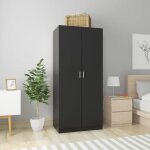 Maison chic - armoire de rangement garde - robe armoire de chambre noir 80x52x180 cm agglom�r� 96607