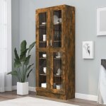 Maison chic - armoire � vitrine biblioth�que armoire de rangement ch�ne fum� 82, 5x30, 5x185, 5 cm bois ...