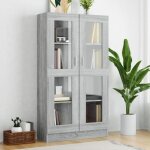 Maison chic - armoire � vitrine biblioth�que armoire de rangement sonoma gris 82, 5x30, 5x150cm bois ...