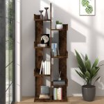 Maison chic - biblioth�que meuble de rangement meuble �tag�re 48x25, 5x140 cm ch�ne fum� bois d'ing�nierie ...