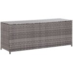 Bo�te de rangement de jardin coffre de jardin gris 150x50x60 cm r�sine tress�e