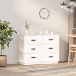 Maison chic - buffet, bahut, meubles de rangement, commodes blanc 100x40x75 cm bois massif de pin wfe298800 ...