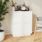 Maison chic - buffet bahut meuble de rangement commode blanc 60x34x75 cm bois massif de pin 88607