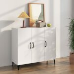 Buffet bahut meuble de rangement commode blanc 90x34x80 cm bois d'ingnierie 70442