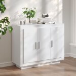 Buffet bahut meuble de rangement commode blanc 92x35x75 cm bois d'ingnierie 10269