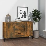 Maison chic - buffet bahut meuble de rangement commode chne fum 100x36x60 cm bois d'ingnierie 22715 ...