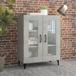 Maison chic - buffet bas contemporain - meuble commode de rangement - gris bton 69, 5x34x90 cm bois ...