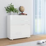 Maison chic - buffet de cuisine buffet bas - meuble de rangement - blanc brillant 71 x 35 x 76 cm agglom�r� ...