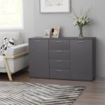 Maison chic - buffet de cuisine buffet bas - meuble de rangement - gris 120x35, 5x75 cm aggloméré Maison chic - buffet de cuisine buffet bas - meuble de rangement - gris 120x35, 5x75 cm aggloméré